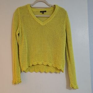 Skies Are Blue Lemon V-Neck Sweater
